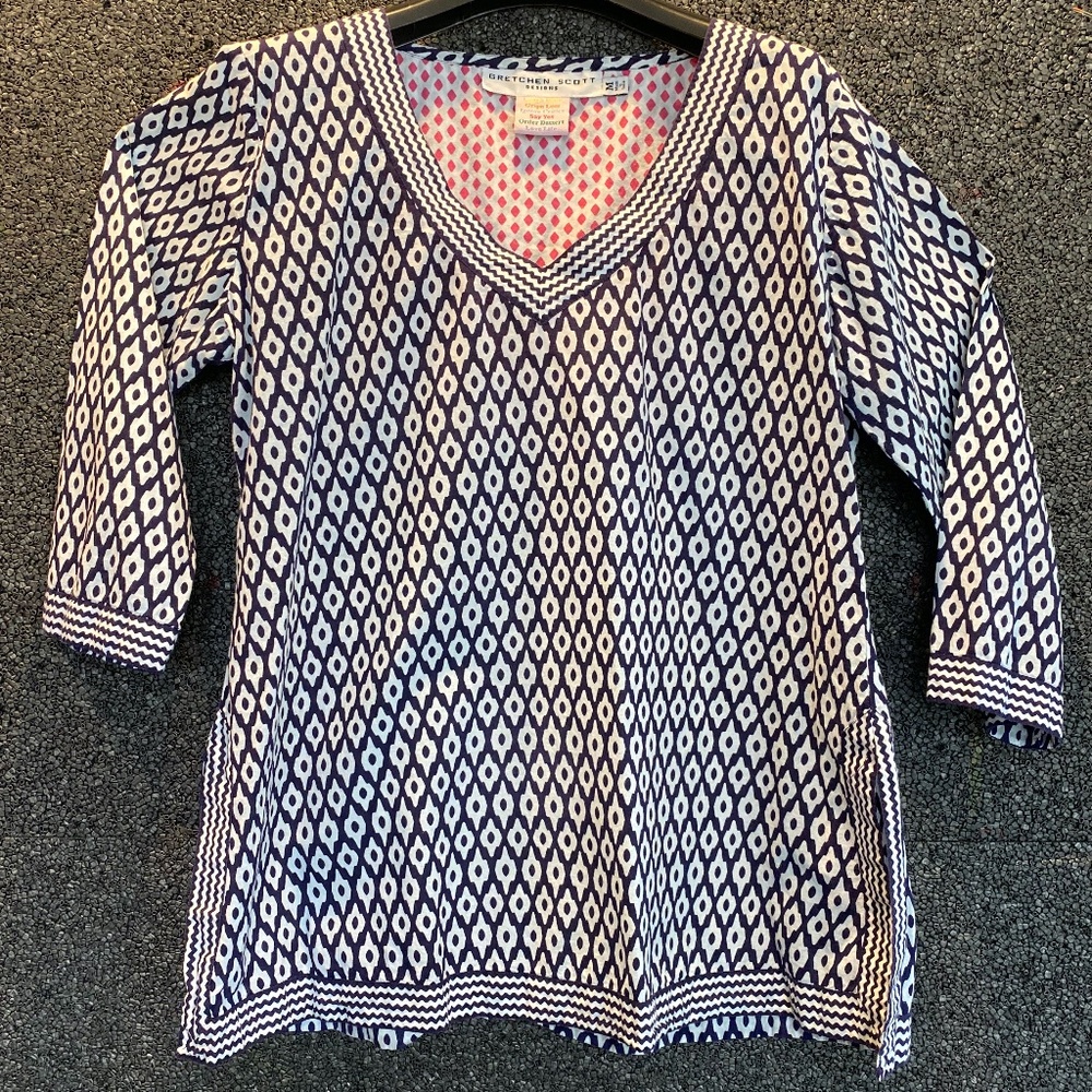 Gretchen Scott Tunic in Navy and White M